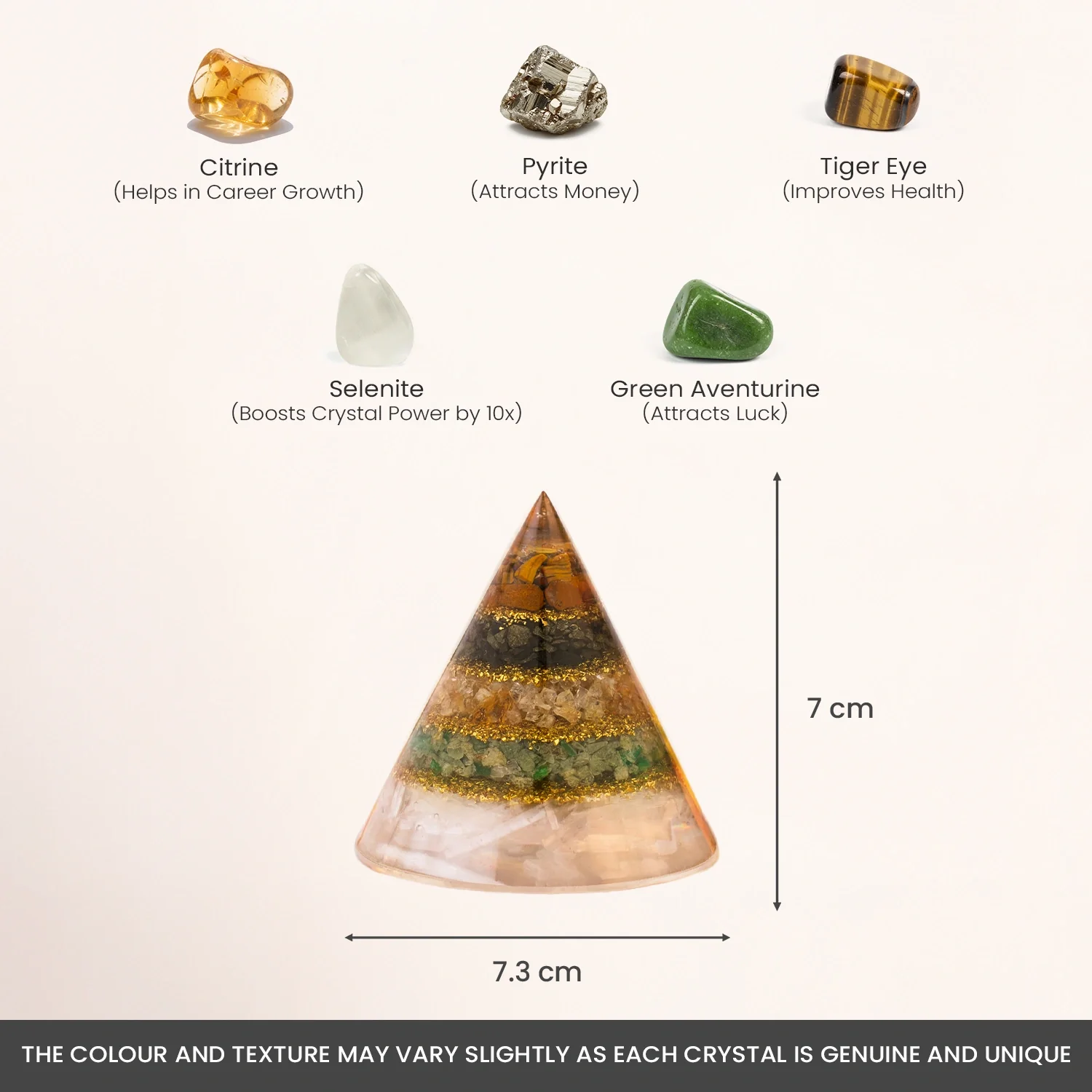 Conical Dhan Yog Pyramid With Selenite Base - Image 6