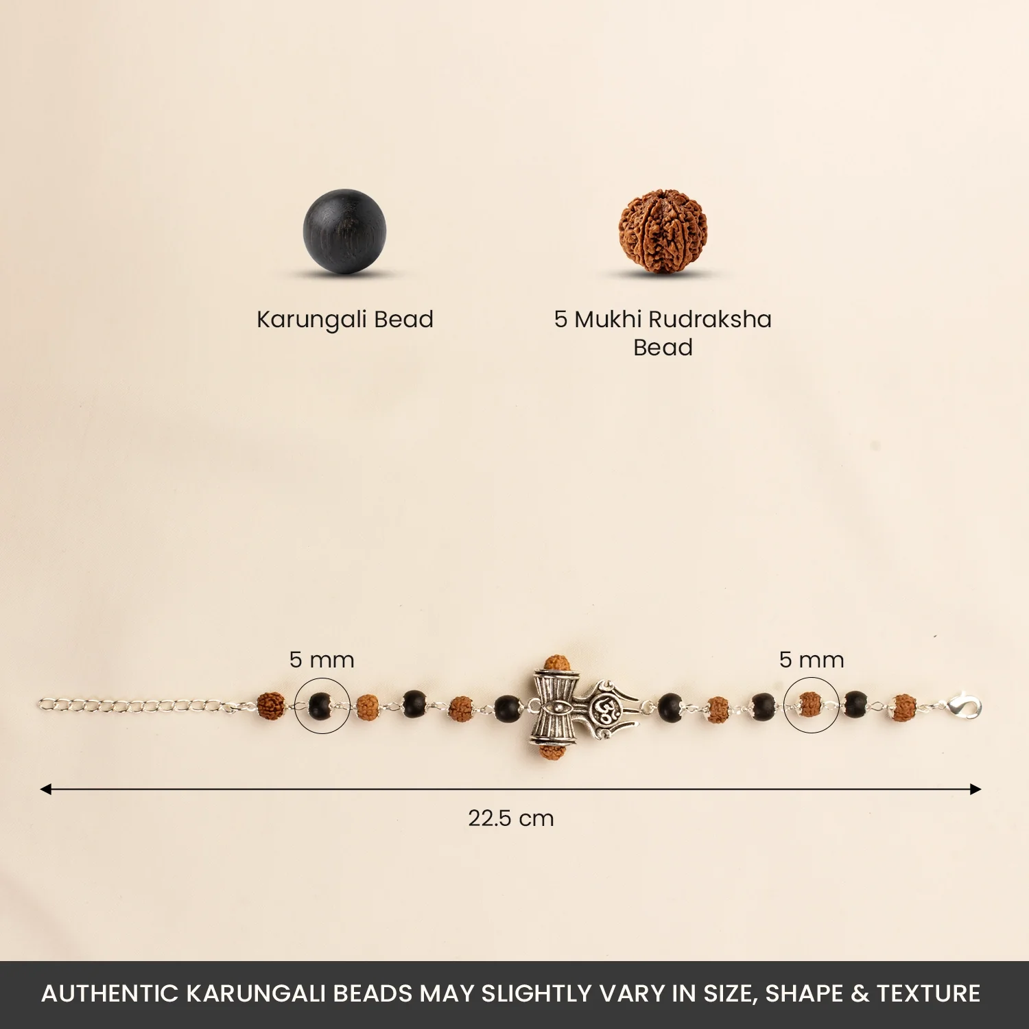 Om Trinetra Trishul Damru Karungali Rudraksha Bracelet - Image 8