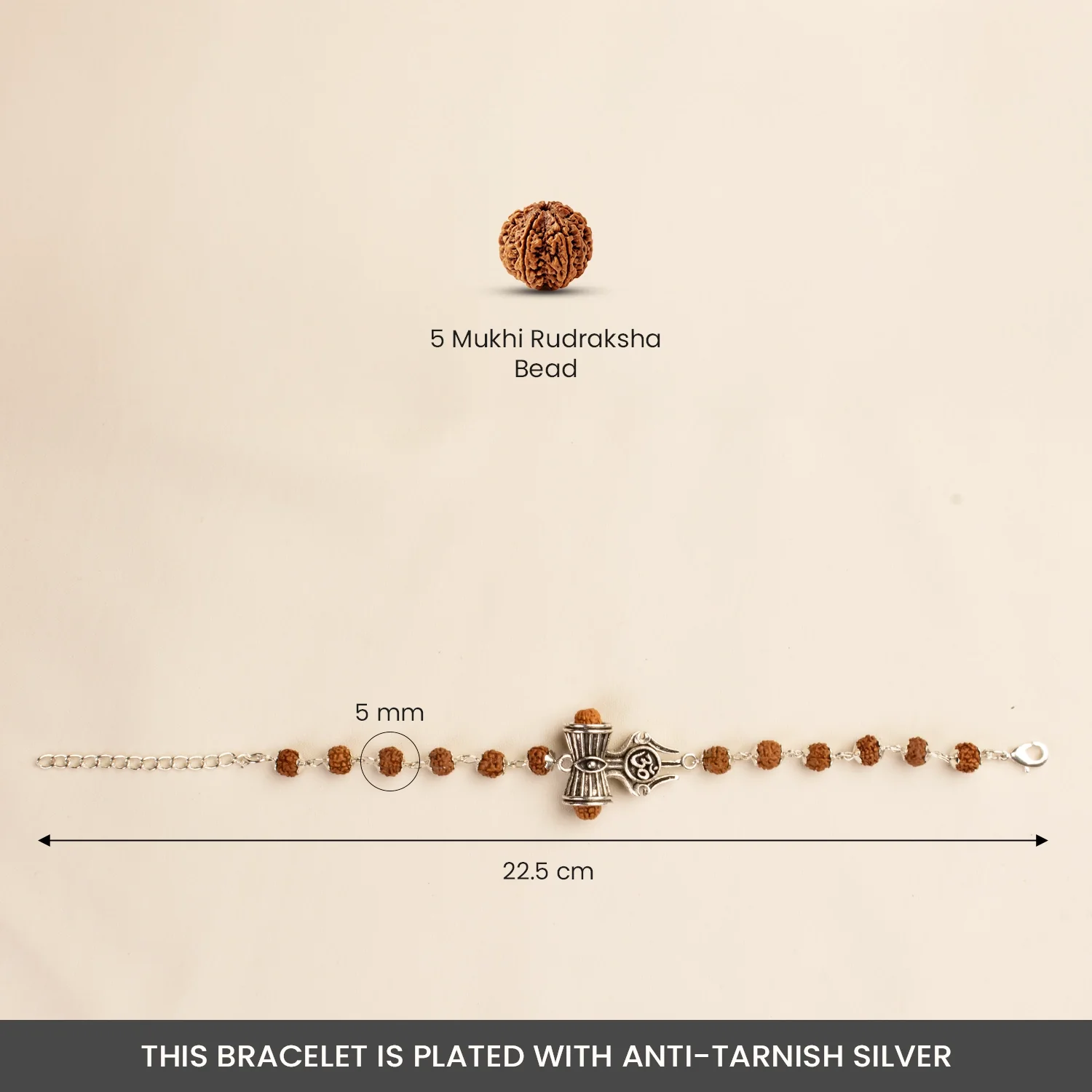 Om Trinetra Trishul Damru Rudraksha Bracelet - Image 8