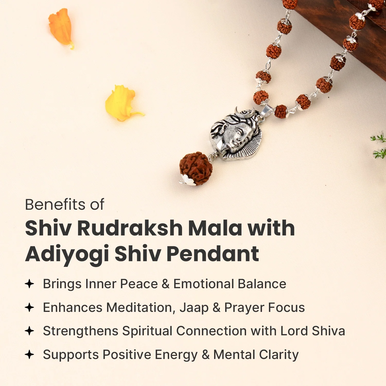 Shiv Rudraksha Mala with Adiyogi Shiv Pendant - Image 4