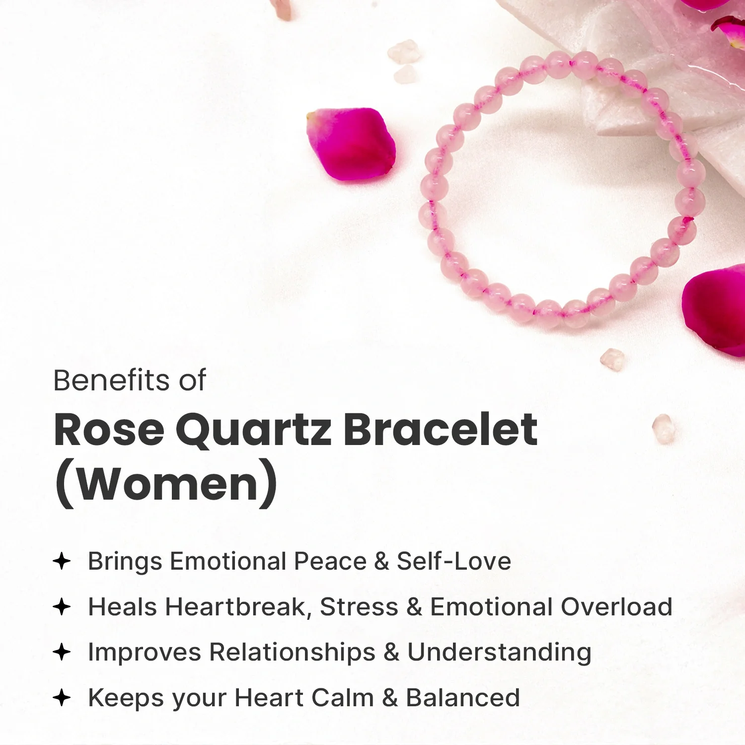 Rose Quartz Bracelet (Women - 6mm Beads) - Image 4