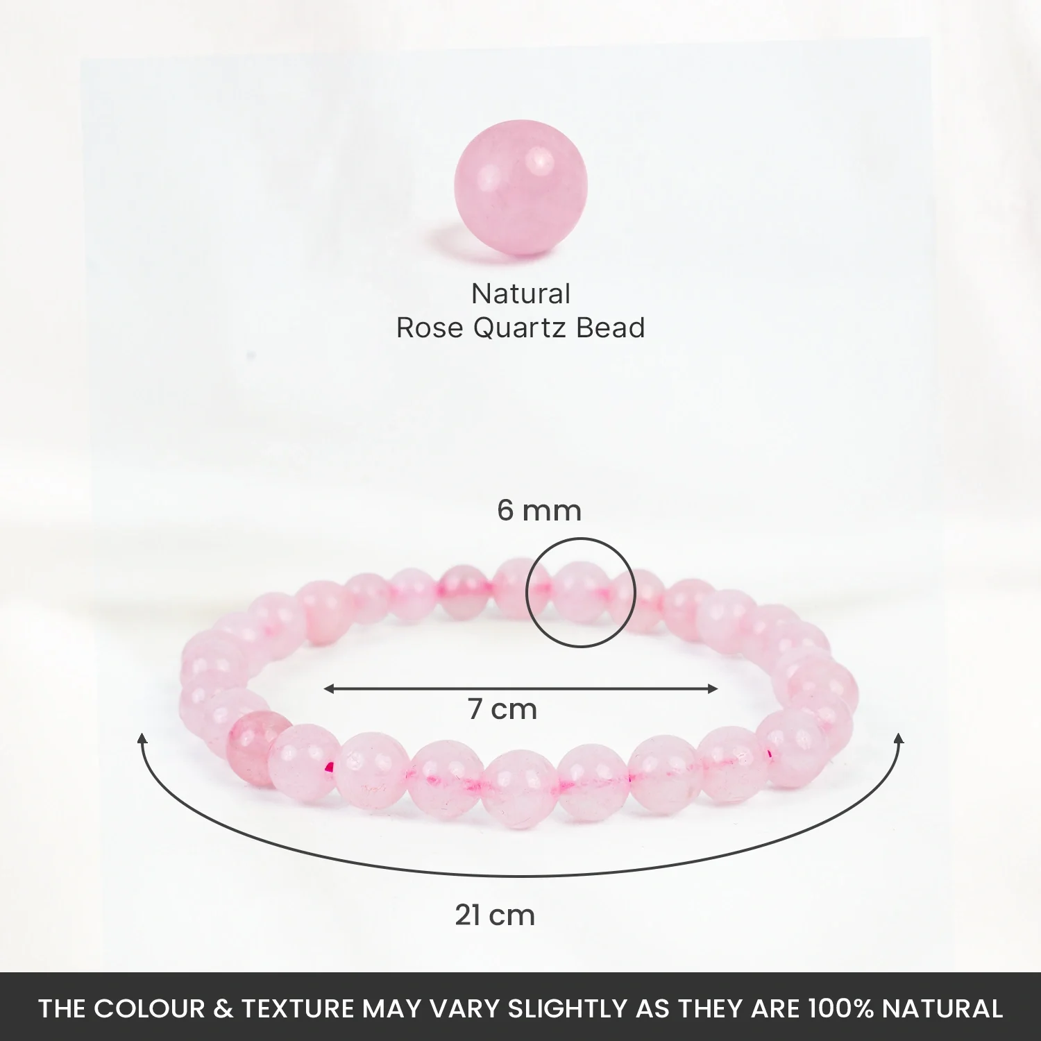 Rose Quartz Bracelet (Women - 6mm Beads) - Image 5