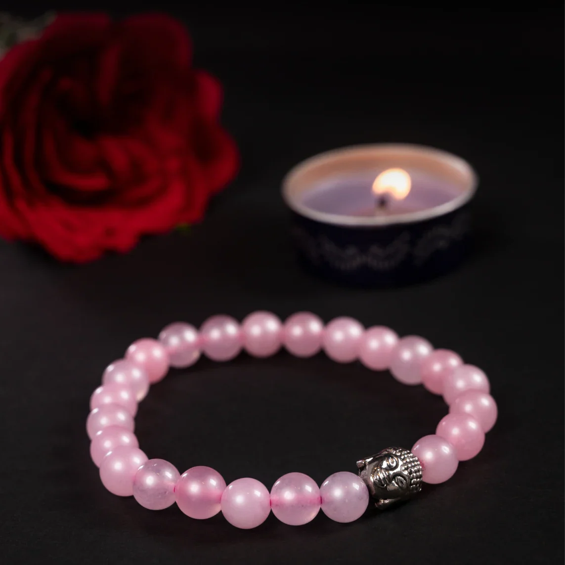 Rose Quartz Bracelet with Buddha - Image 2
