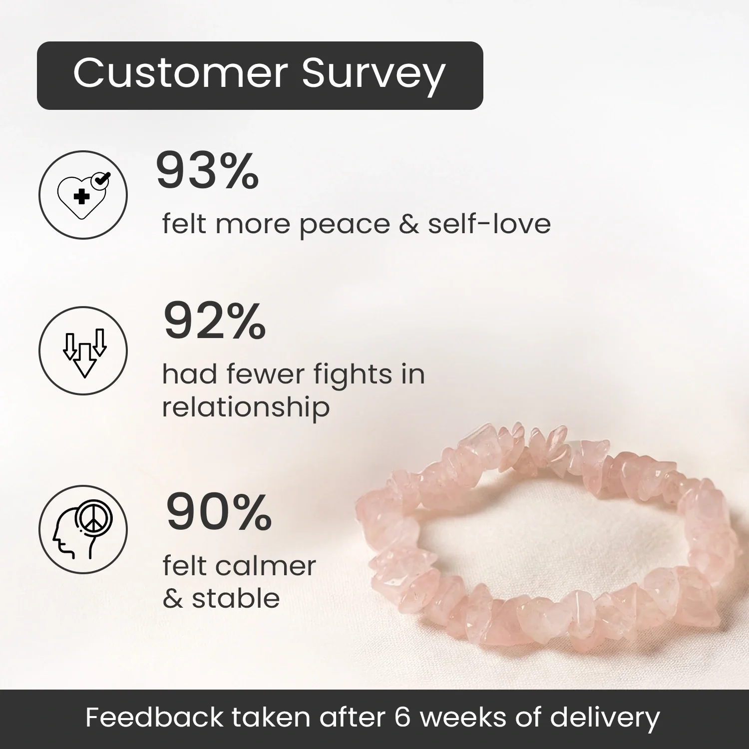 Rose Quartz Chips Bracelet Stretchable - Image 3