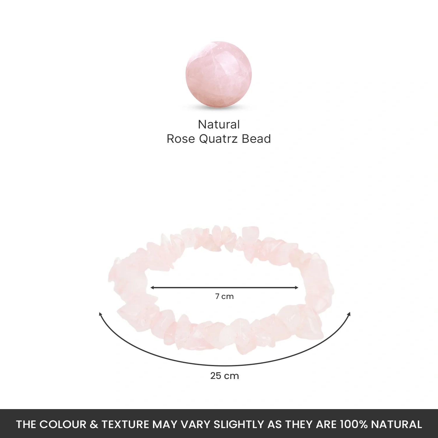Rose Quartz Chips Bracelet Stretchable - Image 5