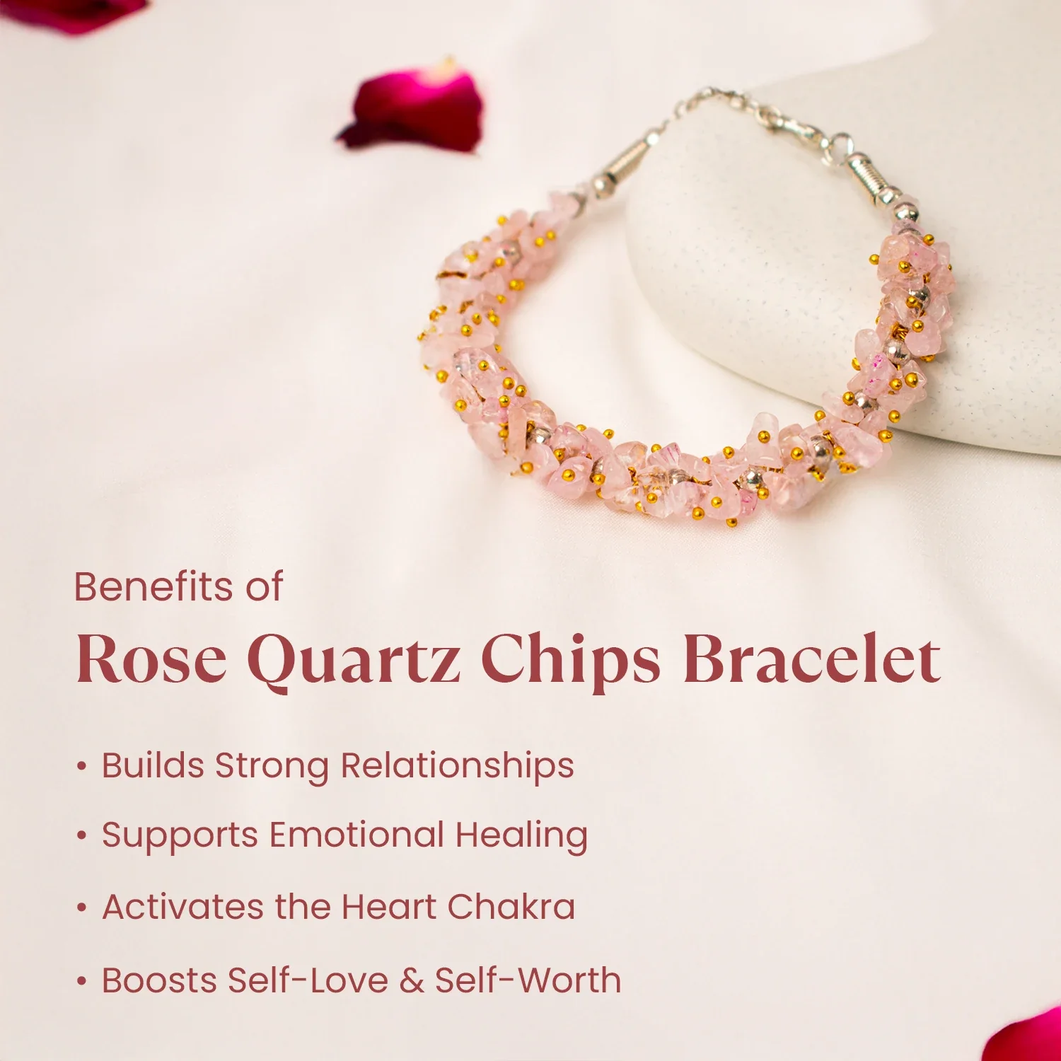 Rose Quartz Chips Bracelet with FREE Rose Quartz Pencil Pendant - Image 4