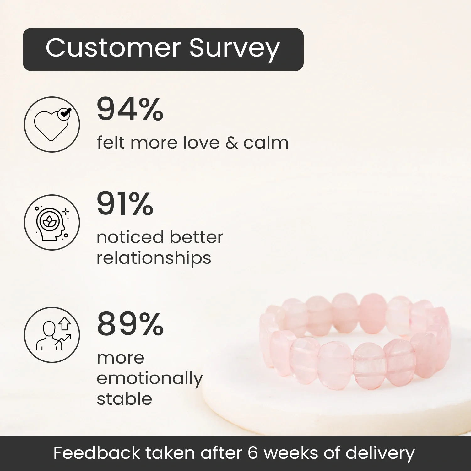 Rose Quartz Flat-Beaded Bracelet - Image 3