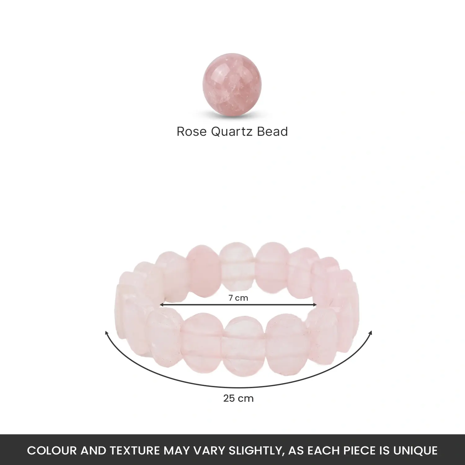 Rose Quartz Flat-Beaded Bracelet - Image 5