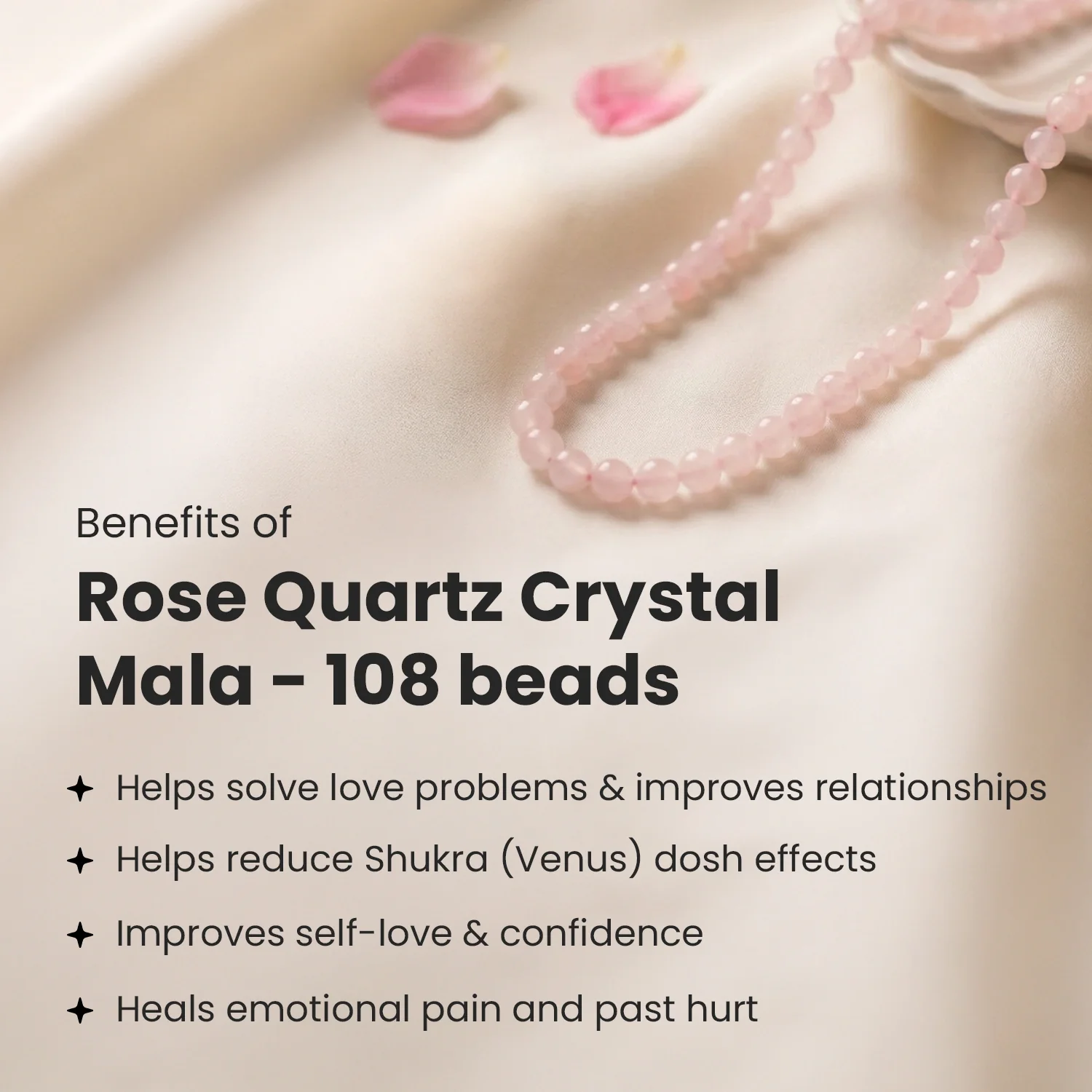 Rose Quartz Mala - 8mm || 108 Beads - Image 4