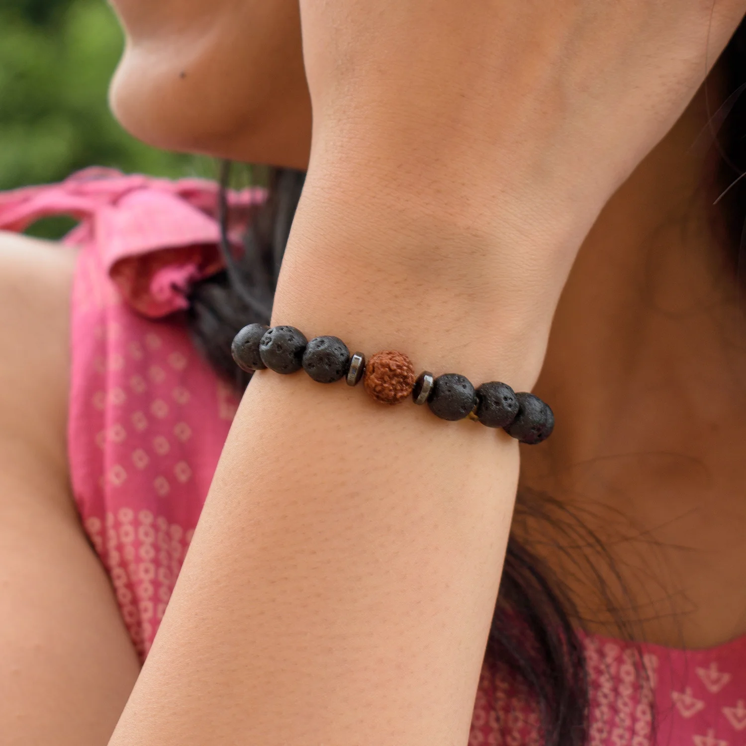 Divine Rudraksha Bracelet With Lava Stone - Image 4