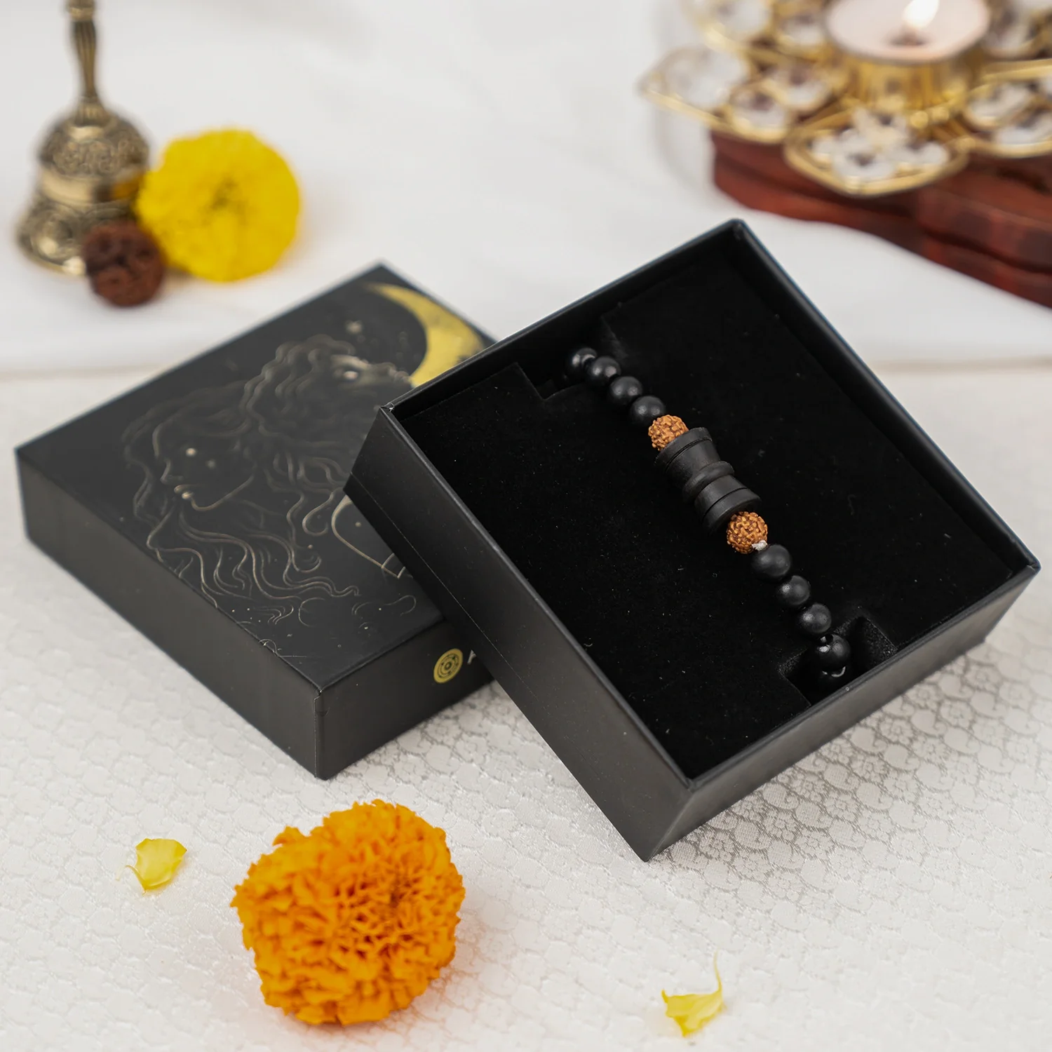 Rudraksha Karungali Healing Bracelet With Damru 8mm - Image 9