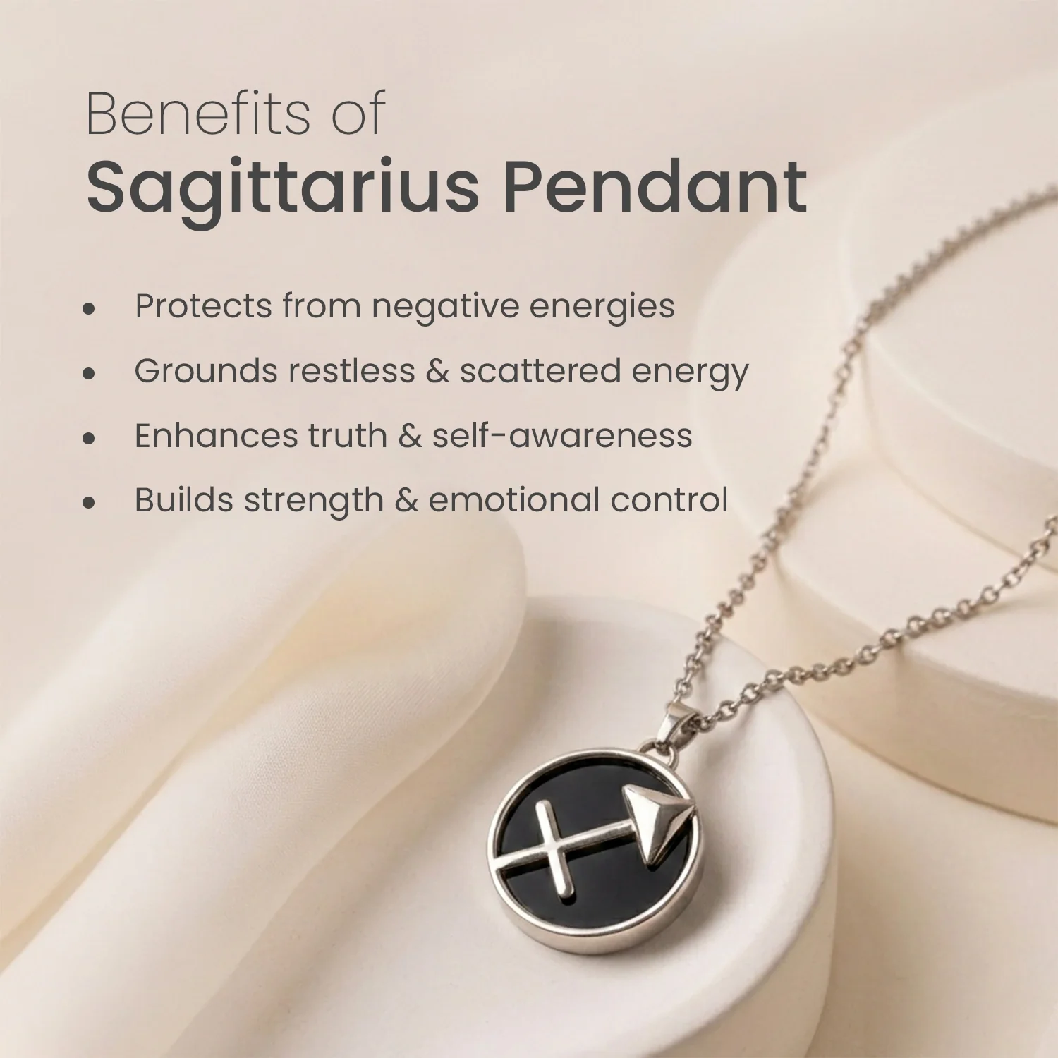 Sagittarius Pendant (धनु राशि) with Black Obsidian - Image 6