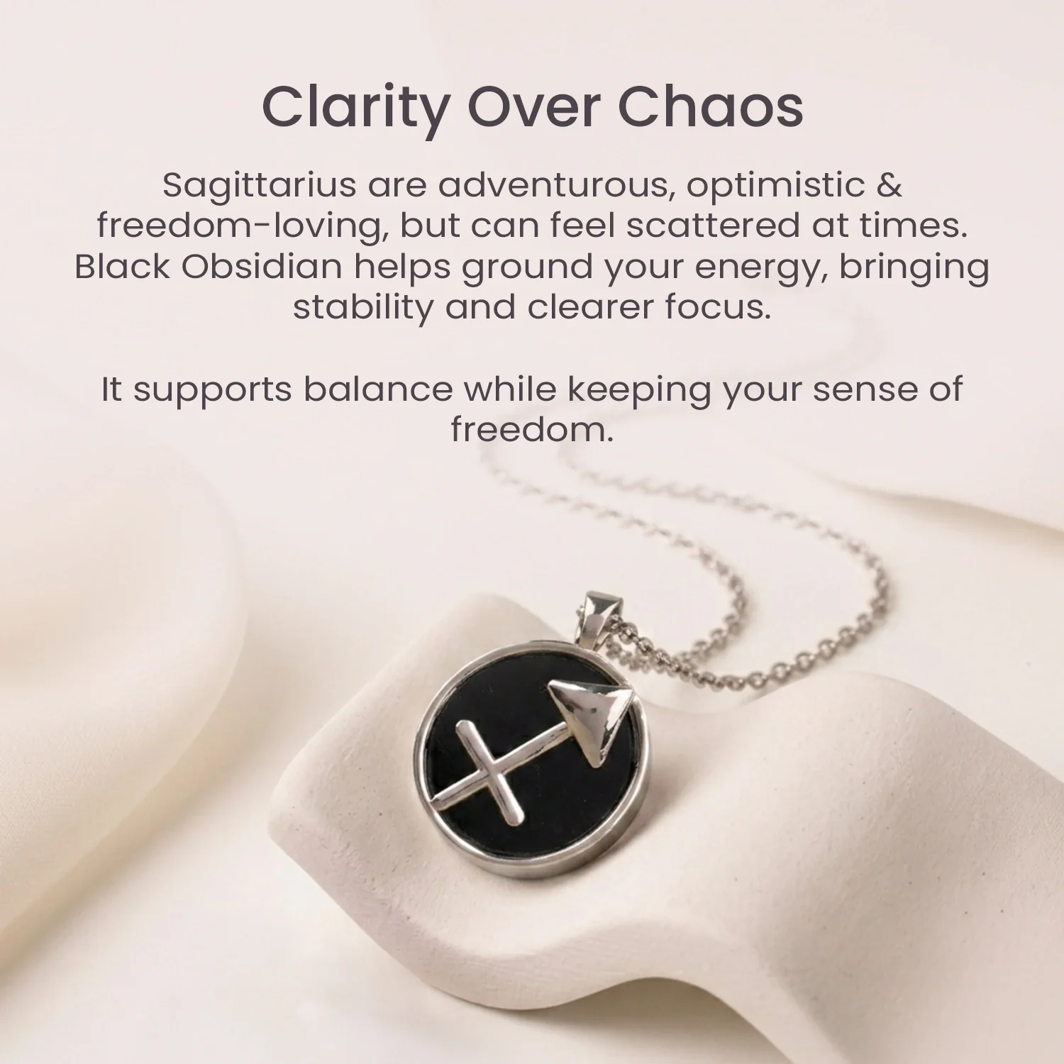 Sagittarius Pendant (धनु राशि) with Black Obsidian - Image 7