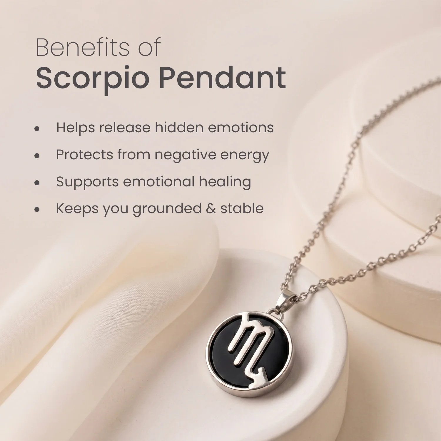 Scorpio Pendant (वृश्चिक राशि) with Black Obsidian - Image 6