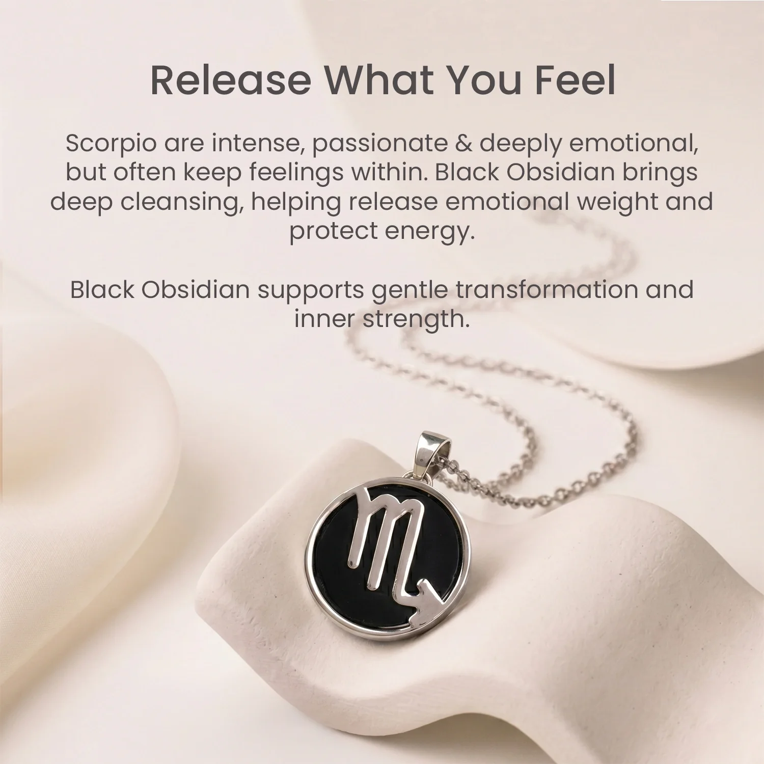 Scorpio Pendant (वृश्चिक राशि) with Black Obsidian - Image 7