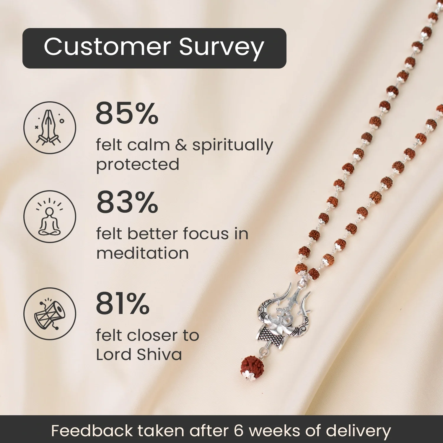 Shiv Rudraksha Mala with Om Shiva Trishul Pendant - Image 3