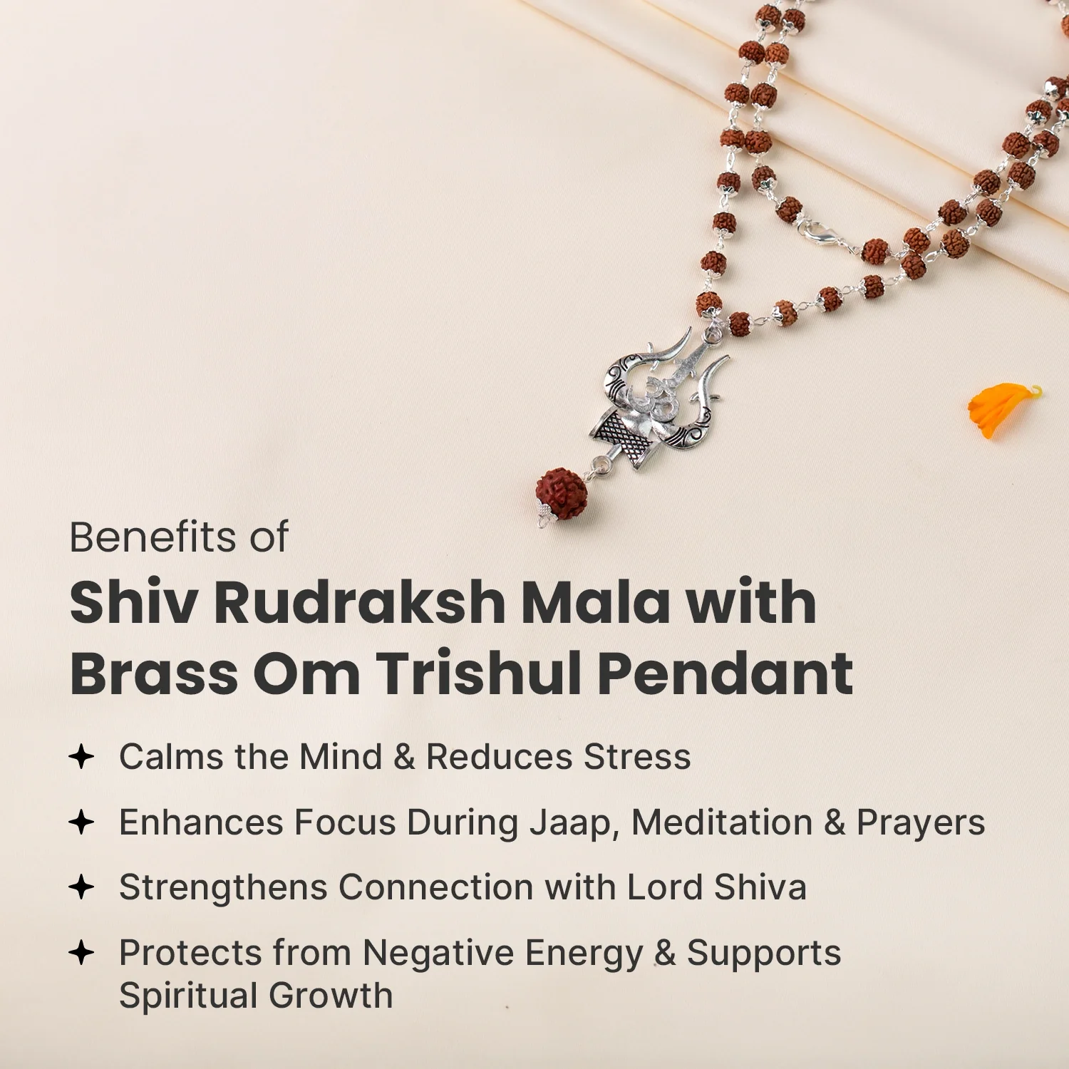 Shiv Rudraksha Mala with Om Shiva Trishul Pendant - Image 5