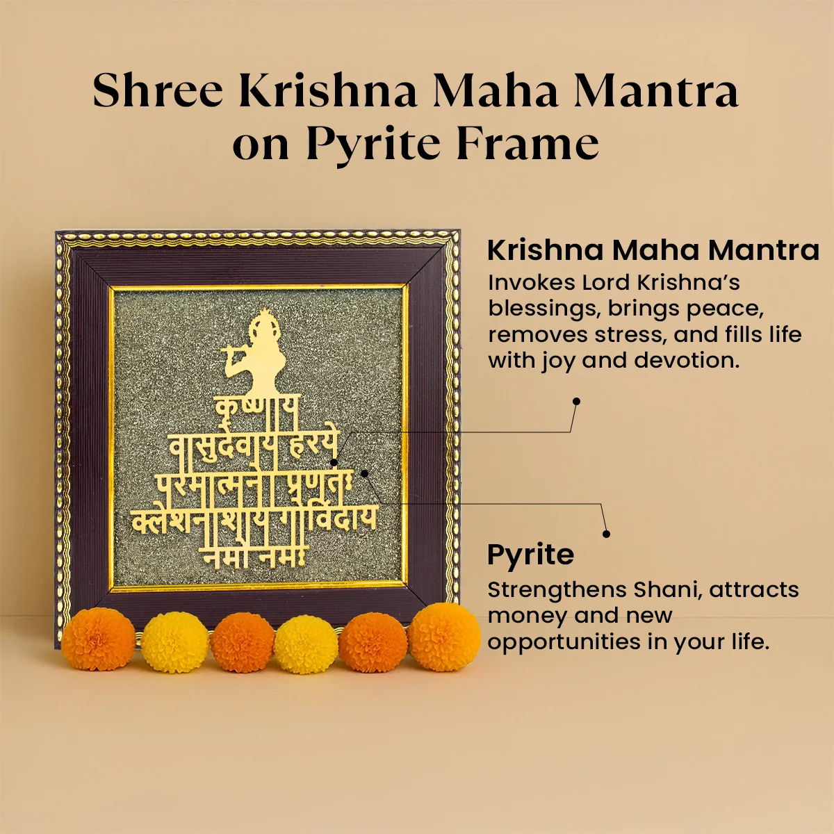 Shree Krishna Maha Mantra on Pyrite Frame - Image 2