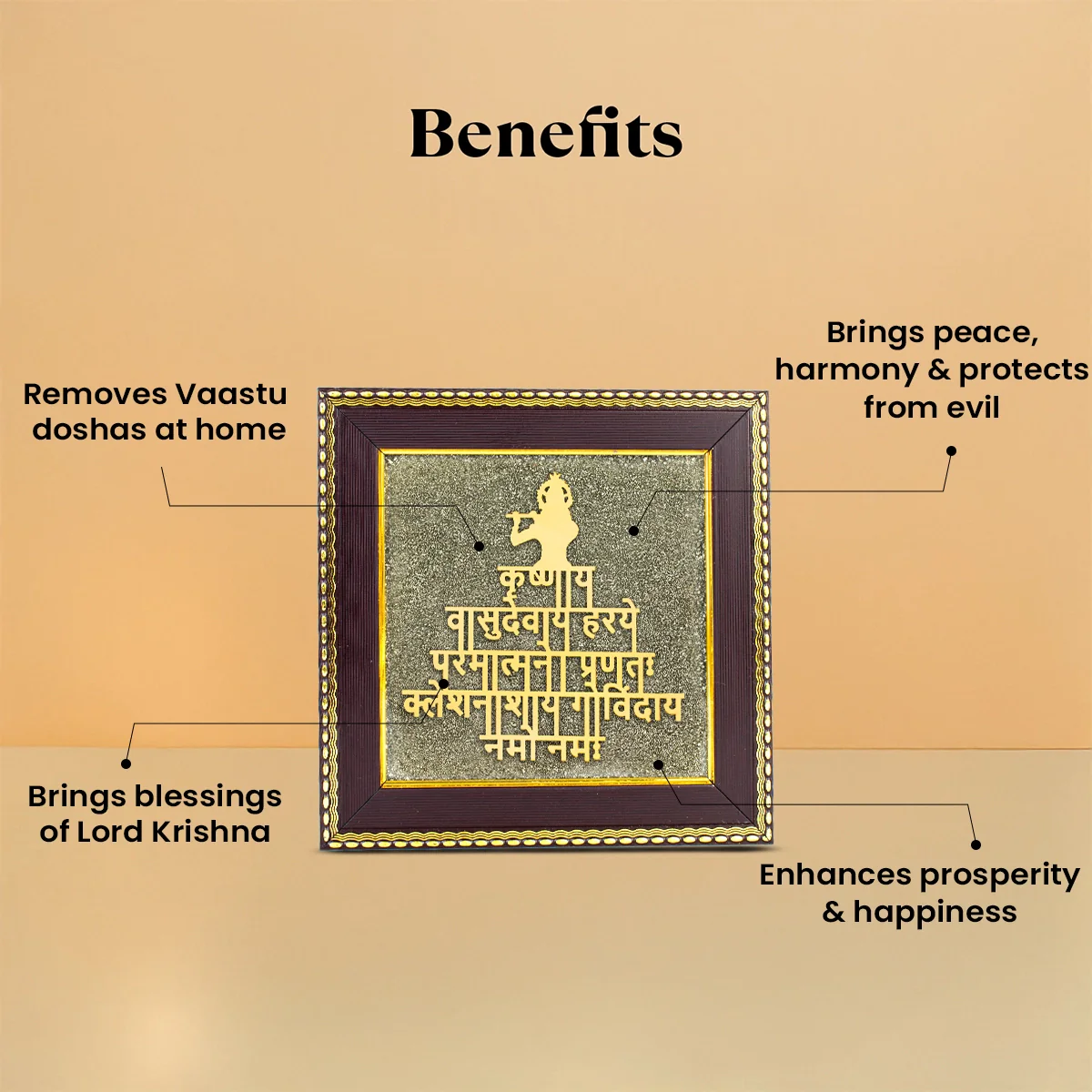 Shree Krishna Maha Mantra on Pyrite Frame - Image 3