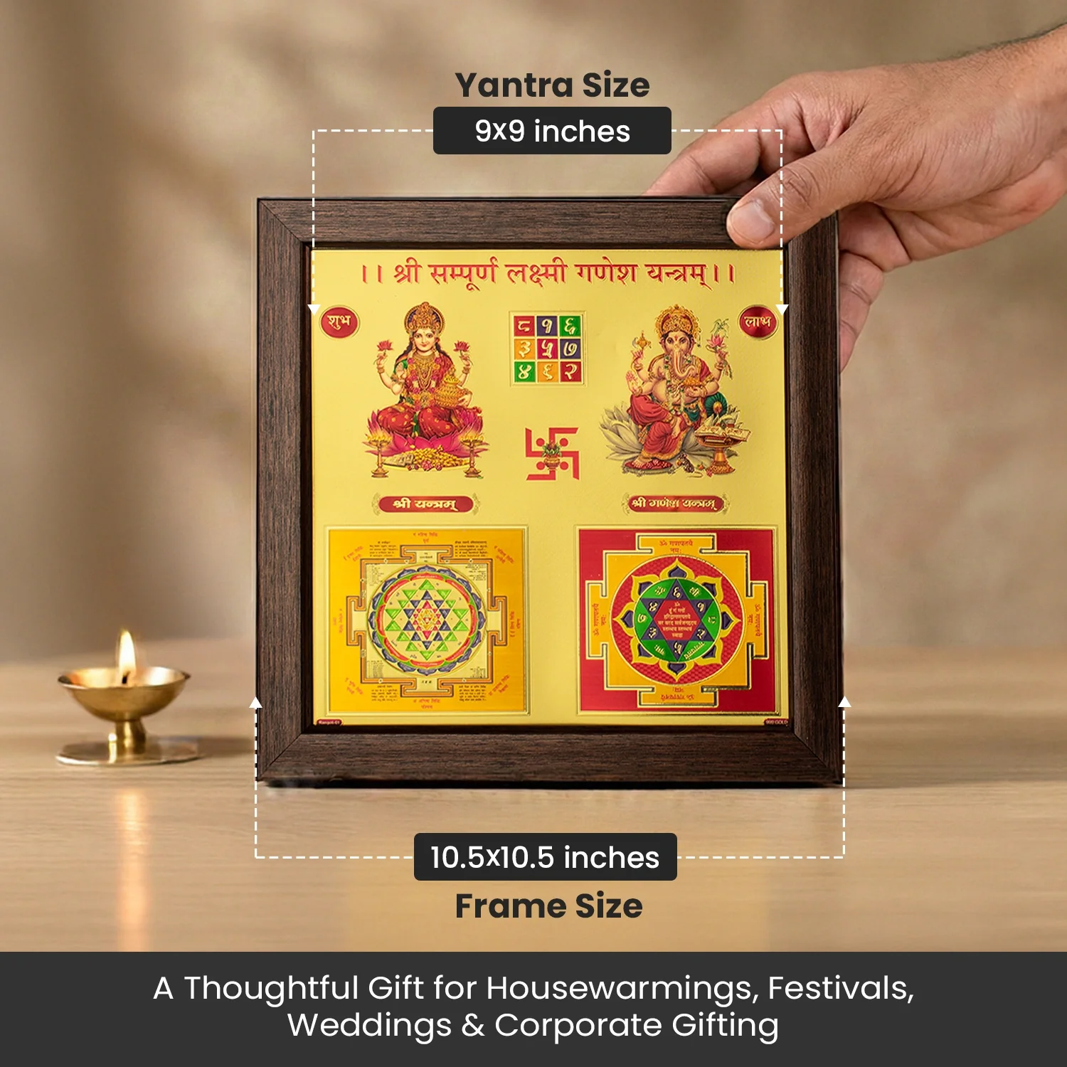 Shree Sampurna Lakshmi Ganesh Yantra (9×9 inch) with Frame - Image 6