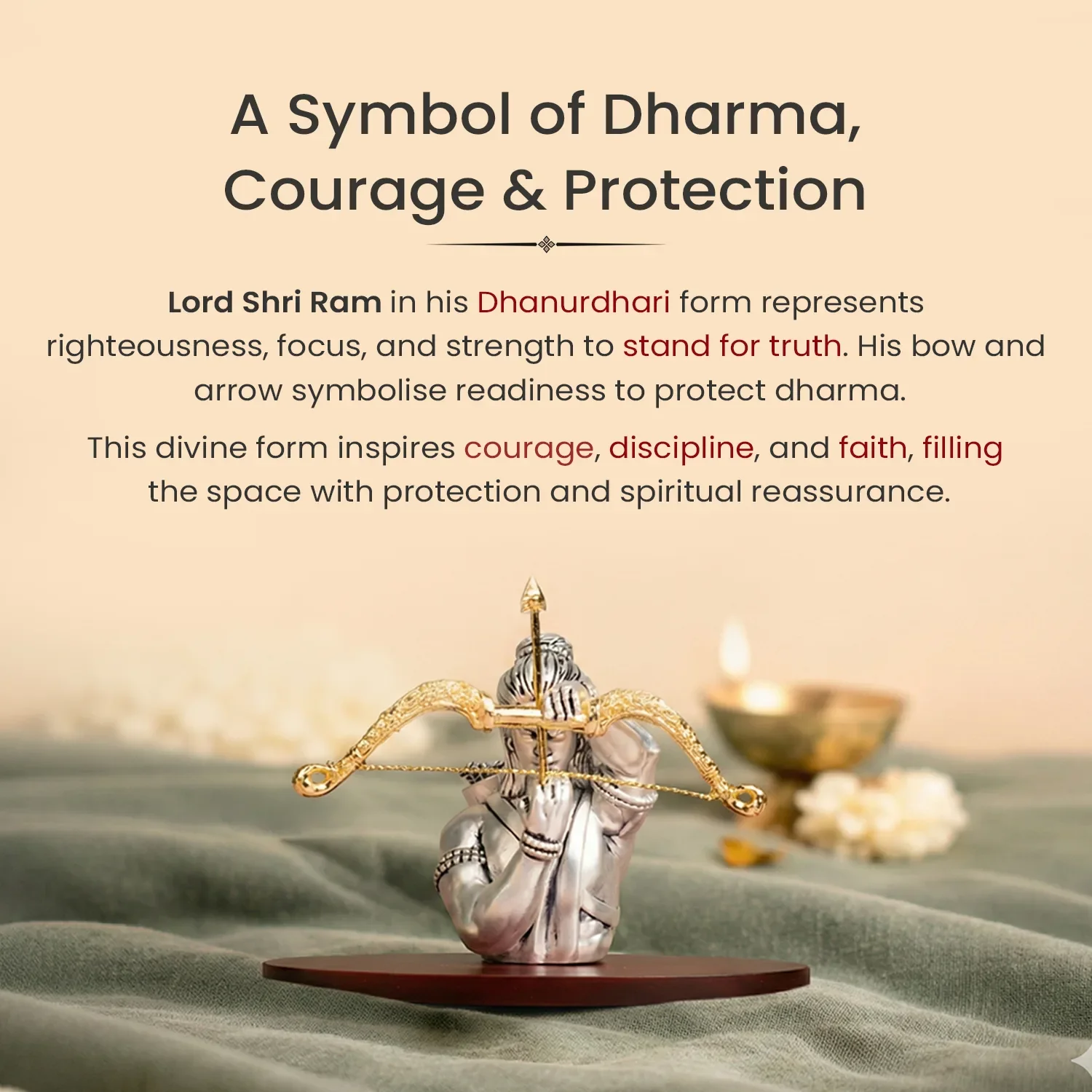999 Silver Plated Shri Ram Dhanurdhari Idol - Image 3