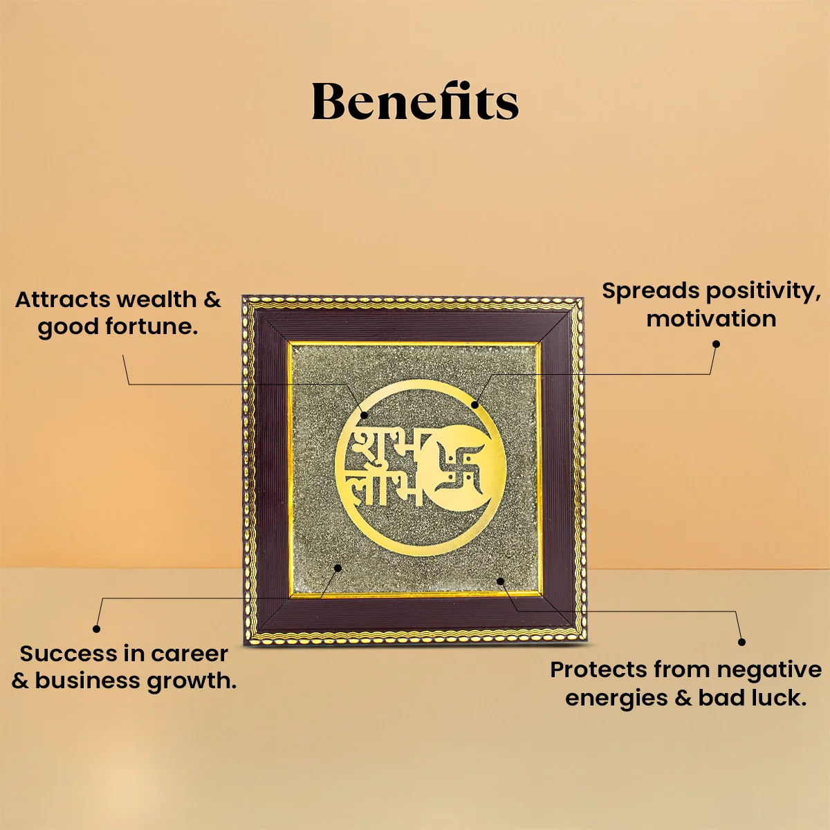 Shubh Labh on Raw Pyrite Frame - Image 4