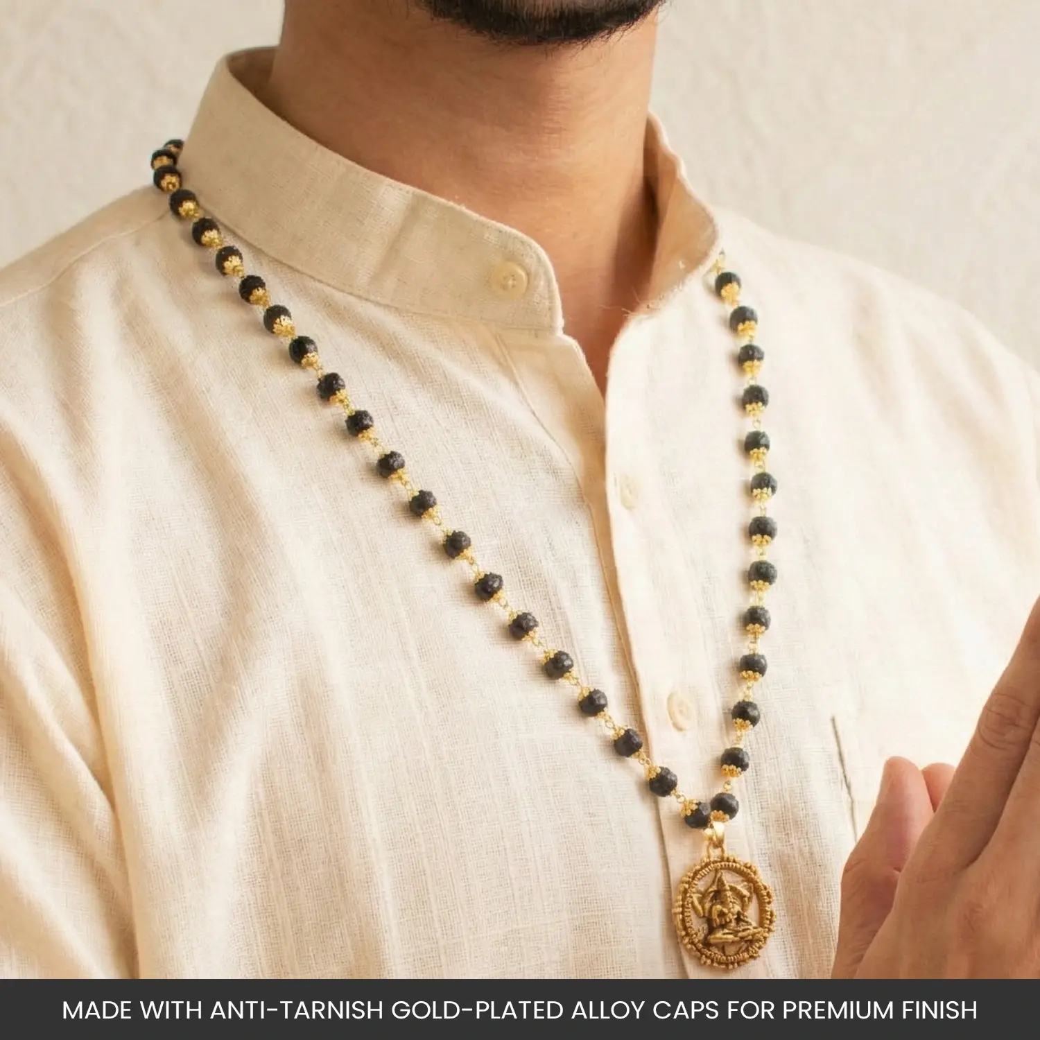 Siddh Gold-Plated Karungali Mala with Hanuman Kavach Pendant - Image 11