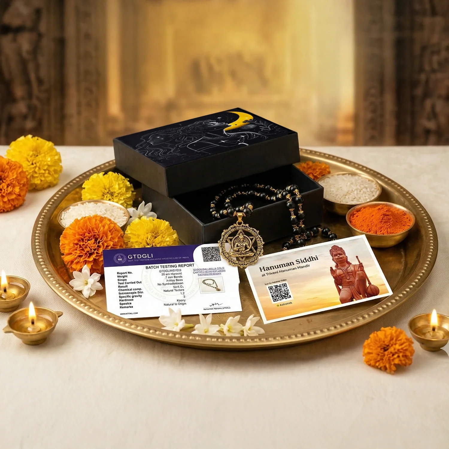 Siddh Gold-Plated Karungali Mala with Hanuman Kavach Pendant - Image 3