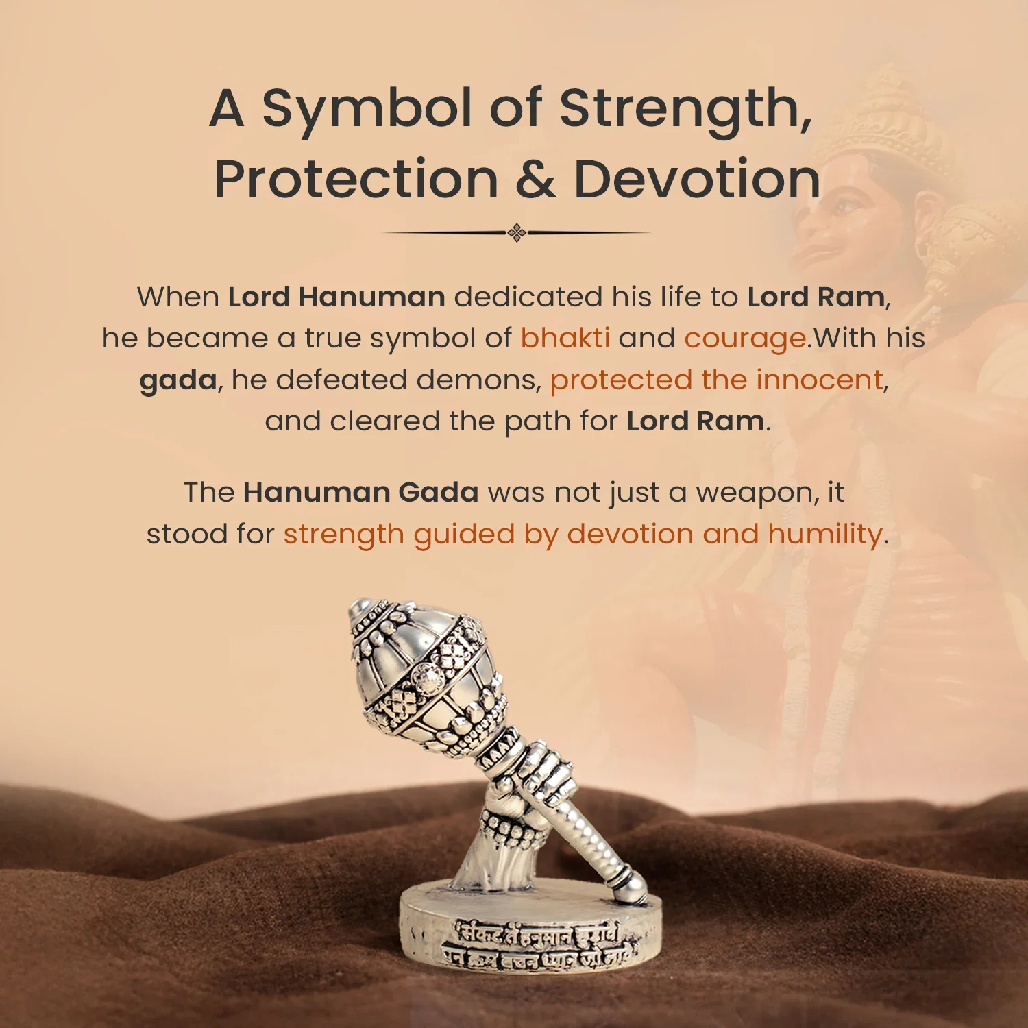Siddh 999 Silver Plated Hanuman Gada Idol - Image 6