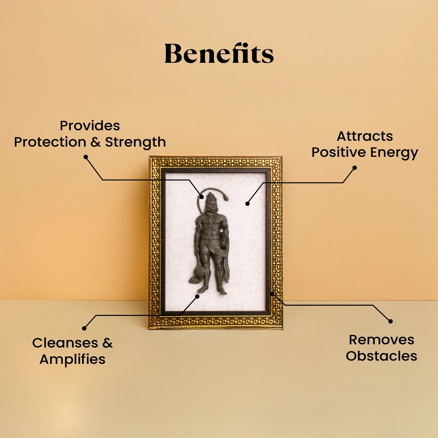 Siddh Pyrite Hanuman Ji on Selenite Frame - Image 5