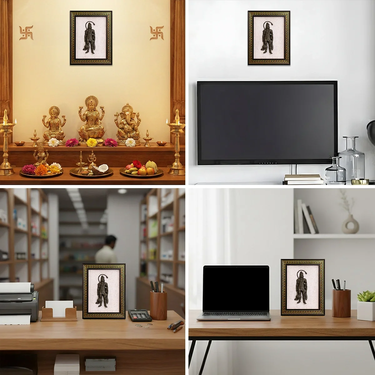 Siddh Pyrite Hanuman Ji on Selenite Frame - Image 9