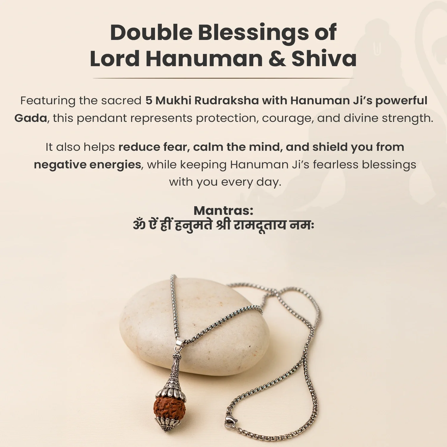 Rudraksha Hanuman Gada Pendant - Image 6