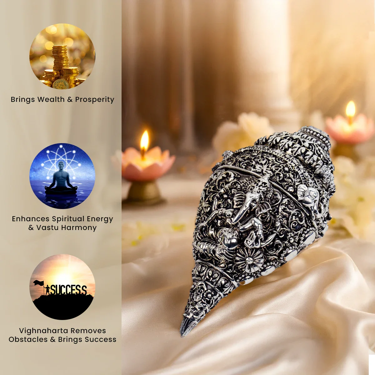 Silver Plated Ganesh Shankh (Conch) - Image 4