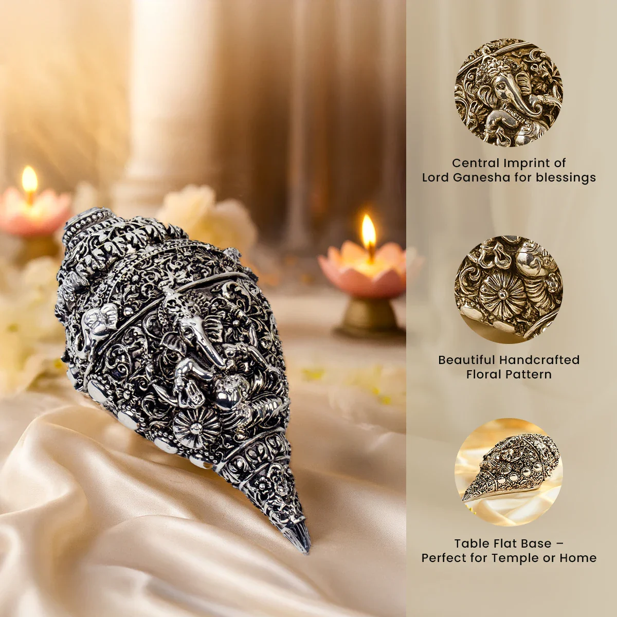 Silver Plated Ganesh Shankh (Conch) - Image 5