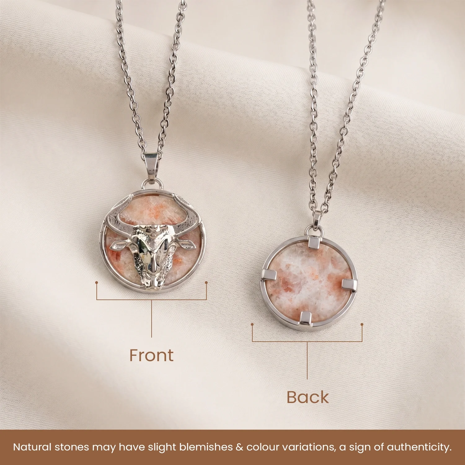 Taurus Pendant (वृषभ राशि) with Sunstone - Image 10