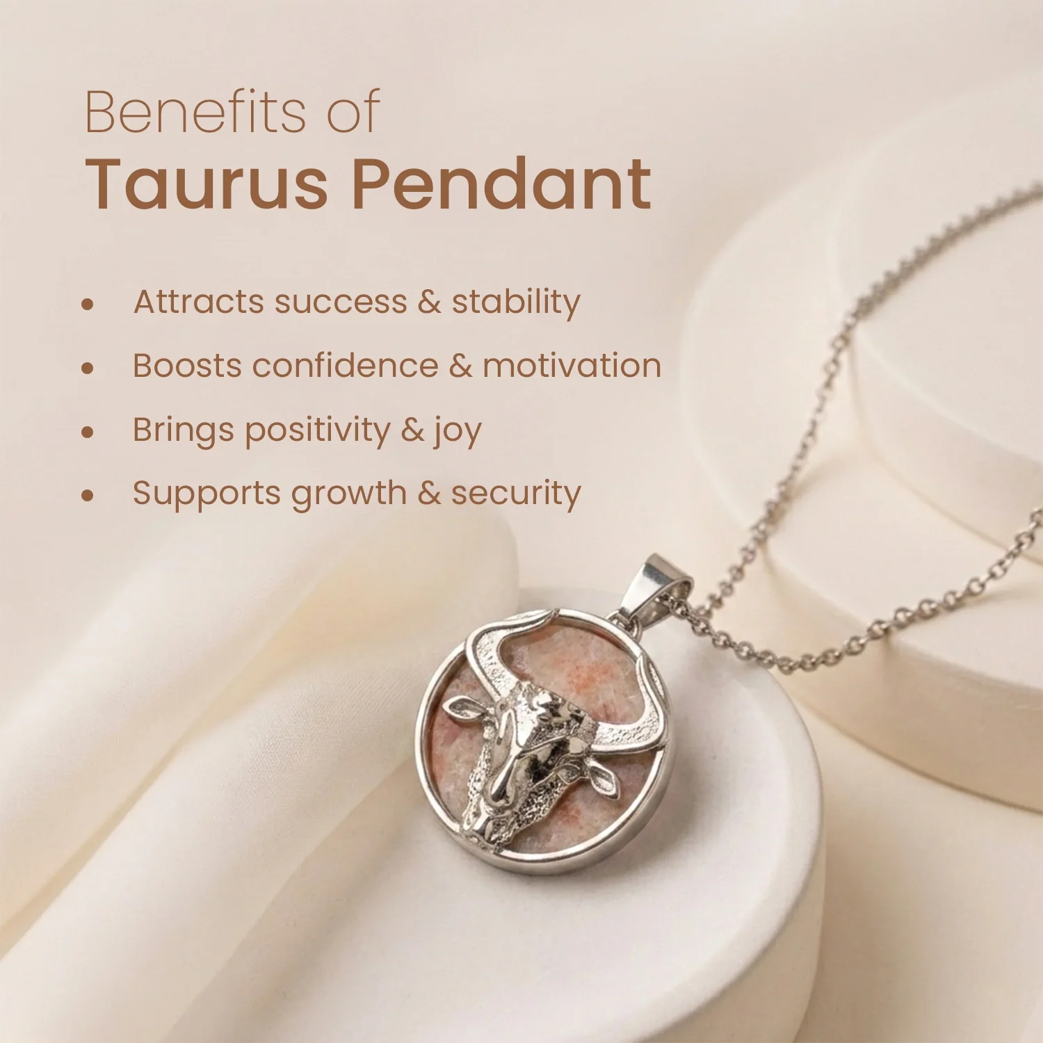 Taurus Pendant (वृषभ राशि) with Sunstone - Image 6