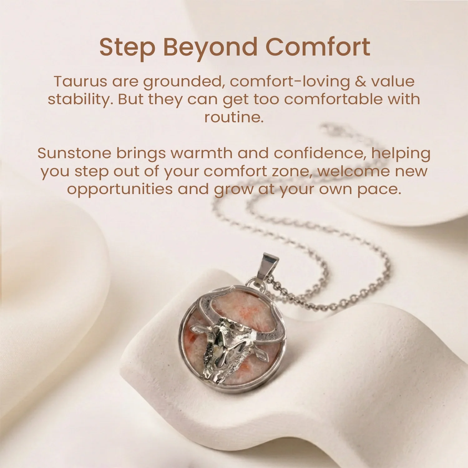 Taurus Pendant (वृषभ राशि) with Sunstone - Image 7