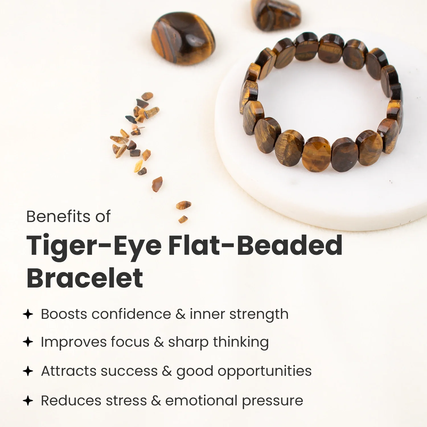 Tiger-Eye Flat-Beaded Bracelet - Image 4