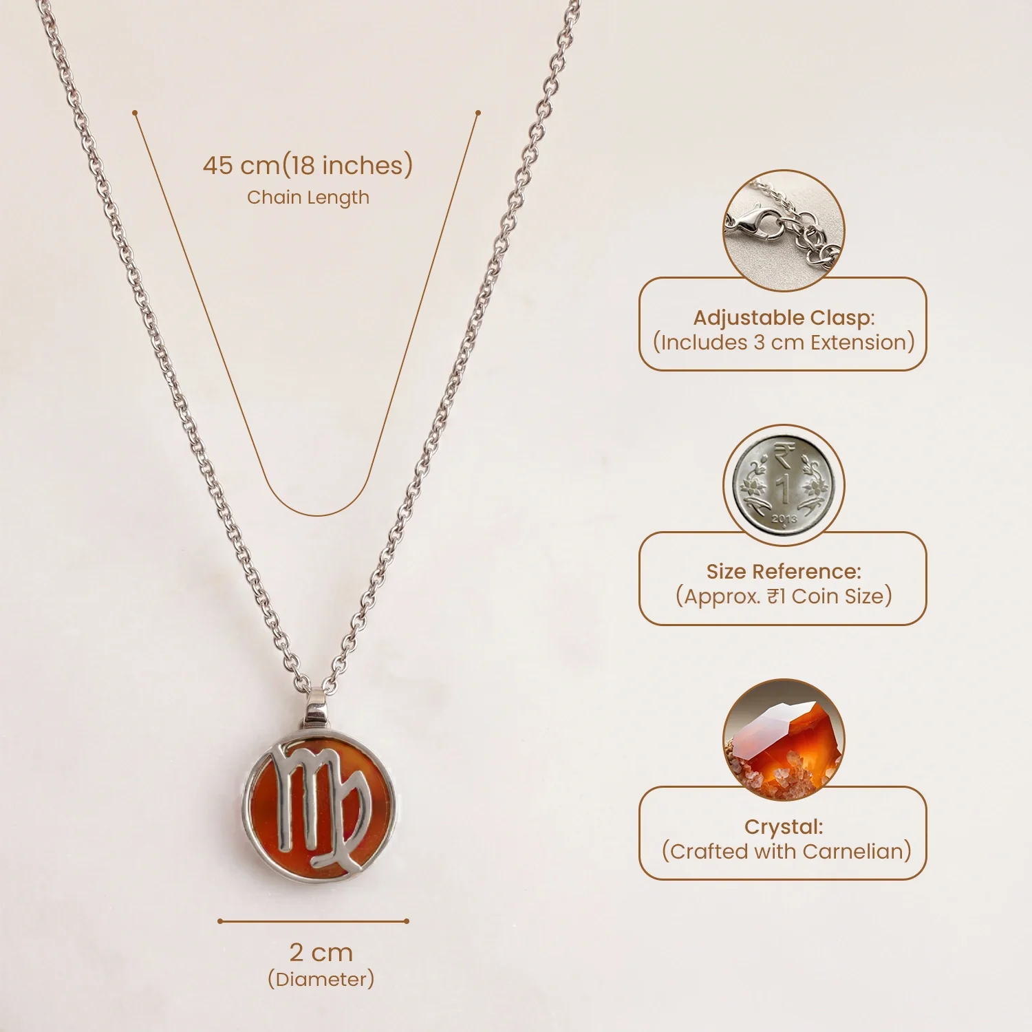 Virgo Pendant (कन्या राशि) with Carnelian - Image 9