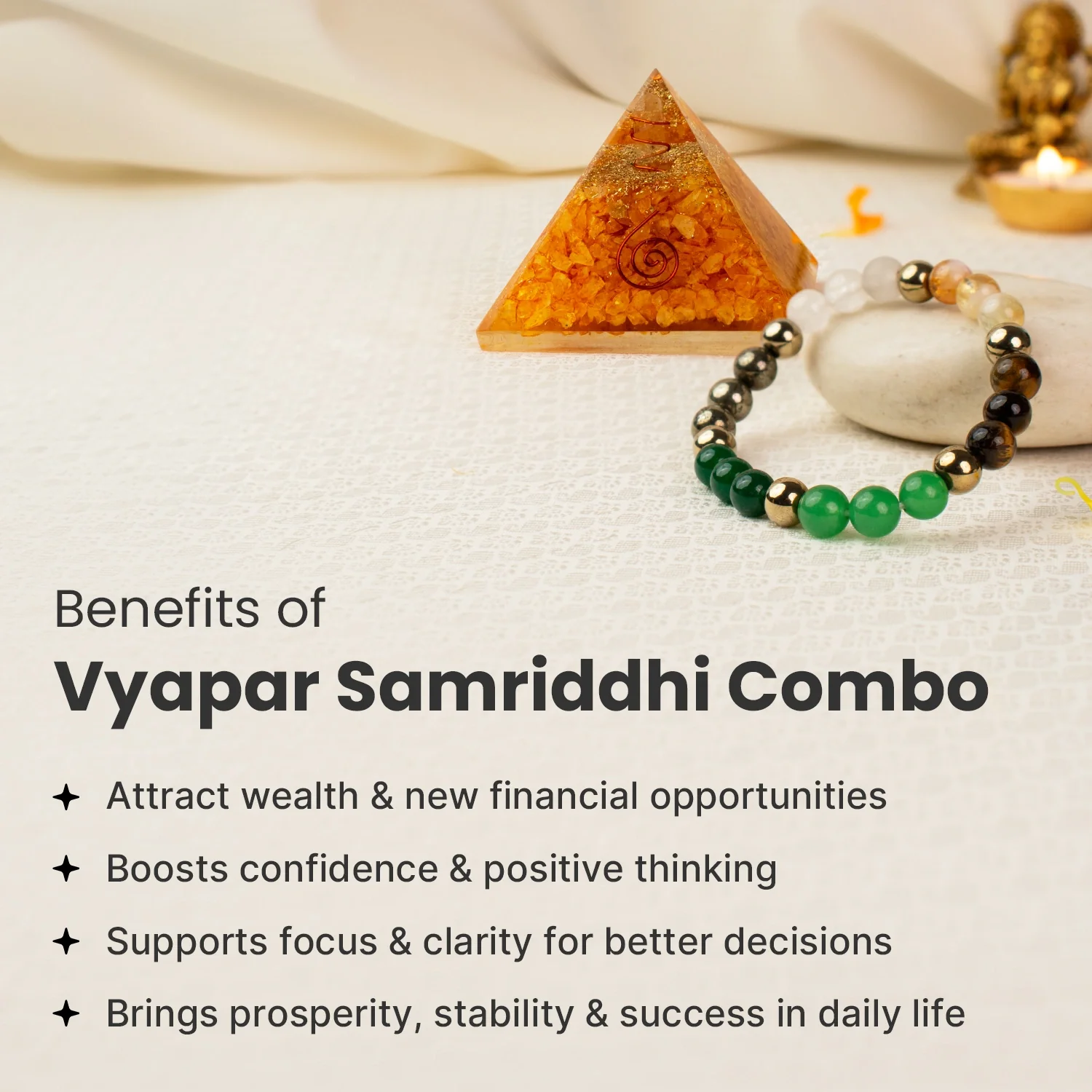 Vyapar Samriddhi Combo - Dhan Yog Bracelet with Citrine Pyramid - Image 5
