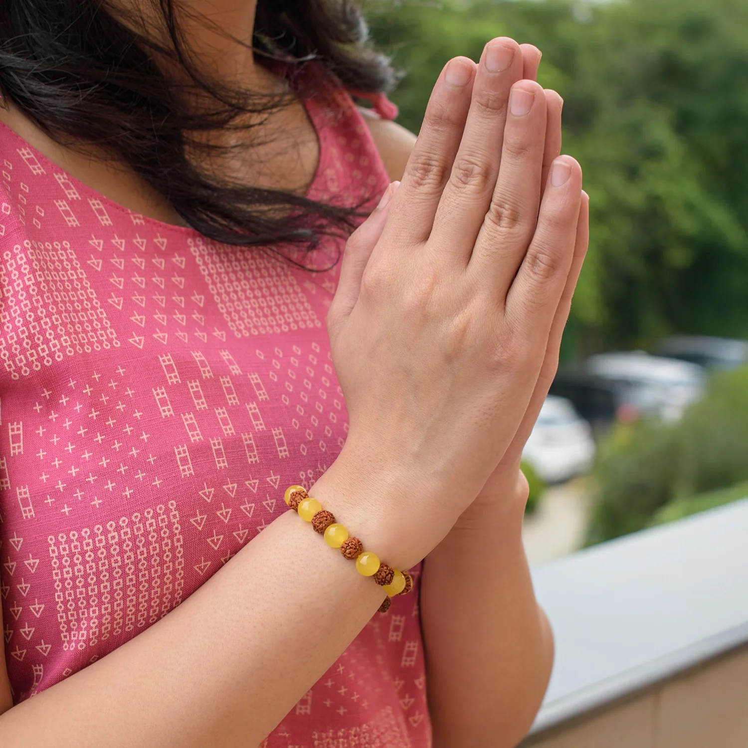 Yellow Aventurine with 5 Mukhi Rudraksha Bracelet - Image 5